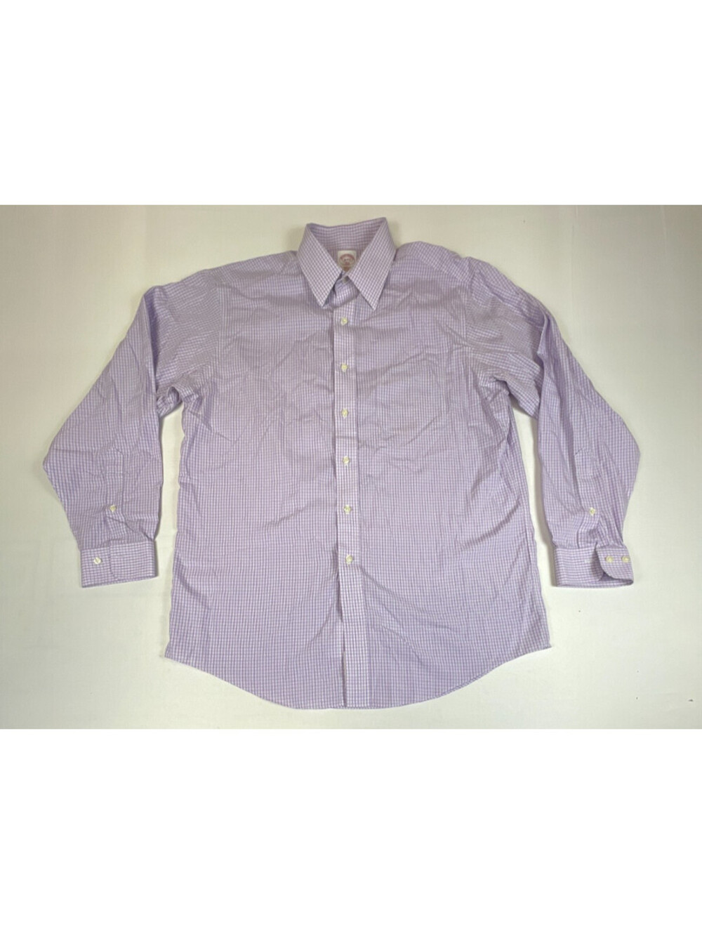 Brooks Brothers 346 Men 16-4/5 Regular Fit Dress Shirt Purple Gingham Check